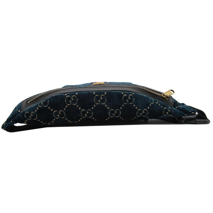 GUCCI GG Monogram Velvet Belt Bumbag Dark Blue 574968