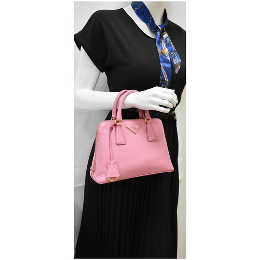 PRADA Promenade Mini Saffiano Leather Satchel Bag Pink