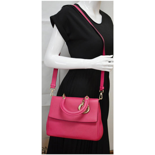 CHRISTIAN DIOR Be Dior Leather Flap Shoulder Bag Pink