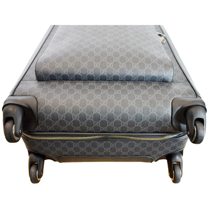 GUCCI Supreme Monogram Large Four Wheel Suitcase Travel Bag Black 474349