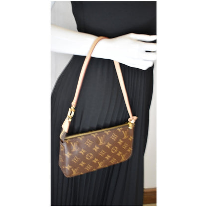 LOUIS VUITTON Mini Pochette Damier Ebene Accessories Pouch Brown
