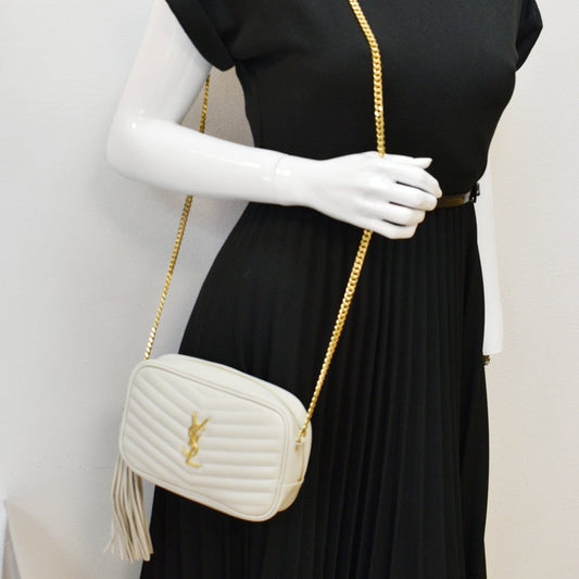 YVES SAINT LAURENT Mini Lou Matelasse Leather Camera Bag White