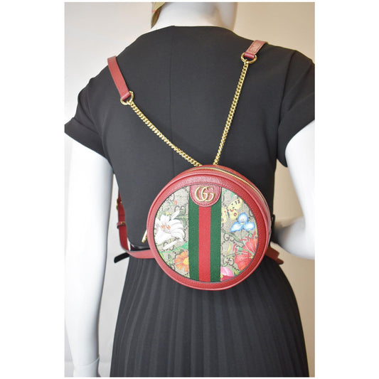 GUCCI Ophidia GG Flora Mini Supreme Backpack Bag Red 598661