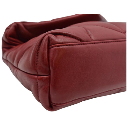 YVES SAINT LAURENT Small Loulou Puffer Quilted Lambskin Leather Crossbody Bag Red