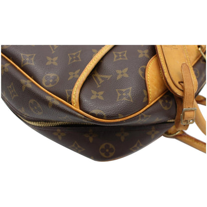 LOUIS VUITTON Deauville Boston Monogram Canvas Satchel Bag Brown