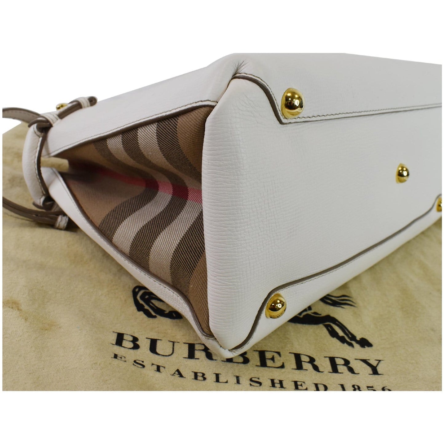 BURBERRY Banner Medium House Check Tote Bag White