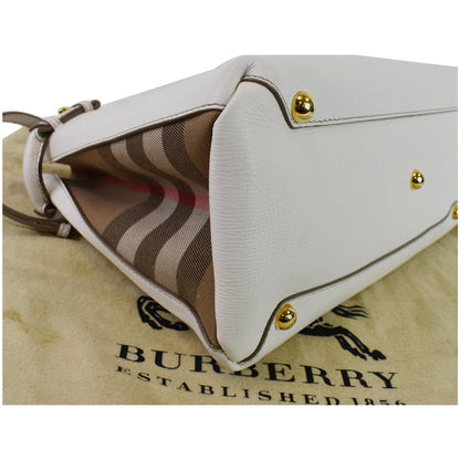BURBERRY Banner Medium House Check Tote Bag White