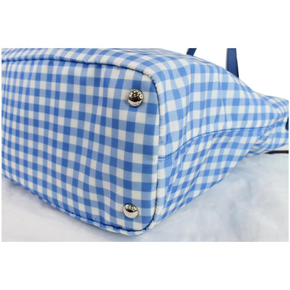 PRADA Textured Nylon Check Tote Shoulder Bag Blue