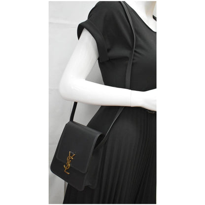 YVES SAINT LAURENT Kaia North/South Leather Satchel Bag Black