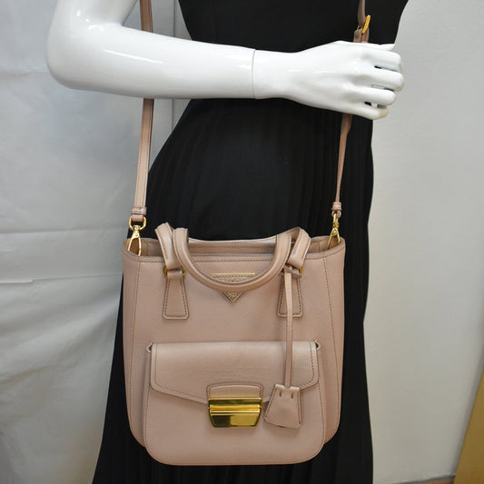PRADA Lux Metropolis Saffiano Leather Tote Bag Cipria  - Hot Deals