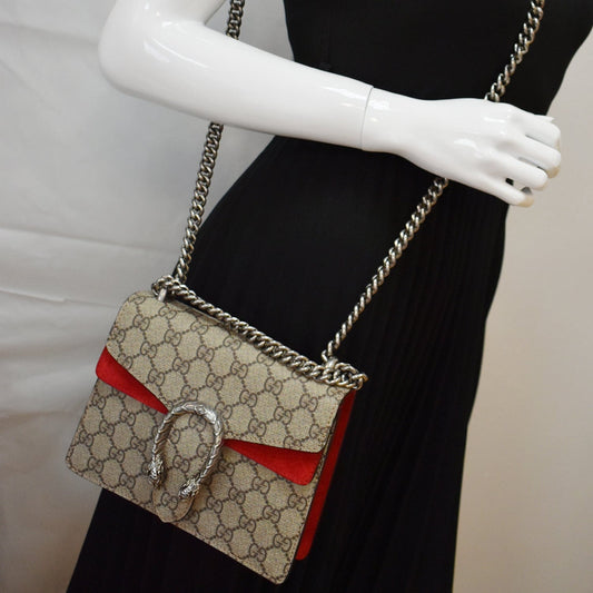 GUCCI Dionysus Mini GG Supreme Canvas Crossbody Bag Beige 421970