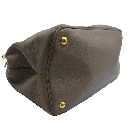 PRADA Calf Leather Tote Bag Clay Gray