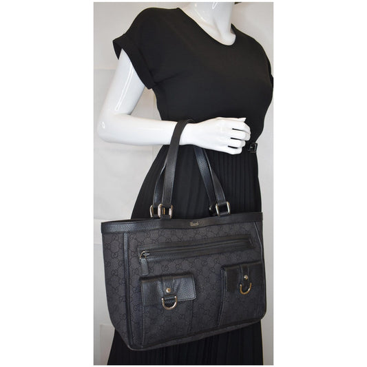 GUCCI Abbey Pocket Medium GG Denim Tote Bag Black 268639 - 20% OFF