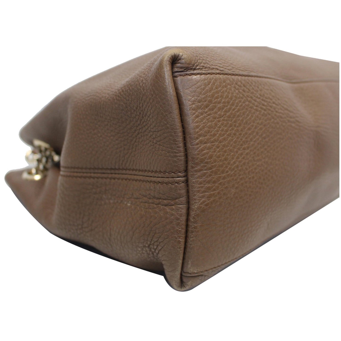 GUCCI Soho Pebbled Leather Chain Shoulder Bag 308982 Brown