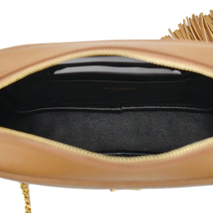 YVES SAINT LAURENT Mini Lou Grain De Poudre Camera Crossbody Bag Dark Natural