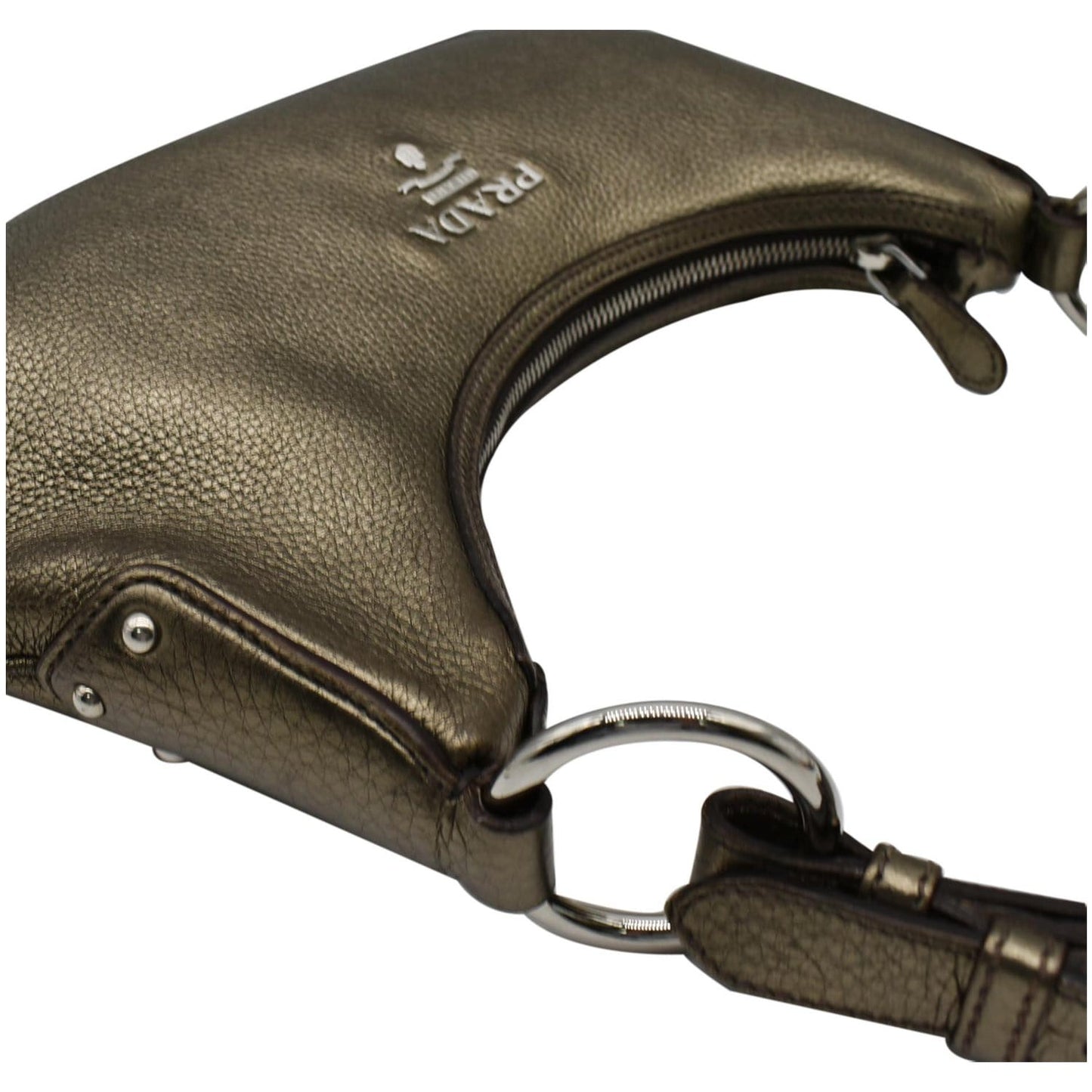 PRADA Vitello Daino Leather Hobo Bag Metallic Gold - 10% OFF