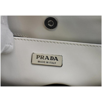 PRADA Cleo Brushed Leather Shoulder Bag White