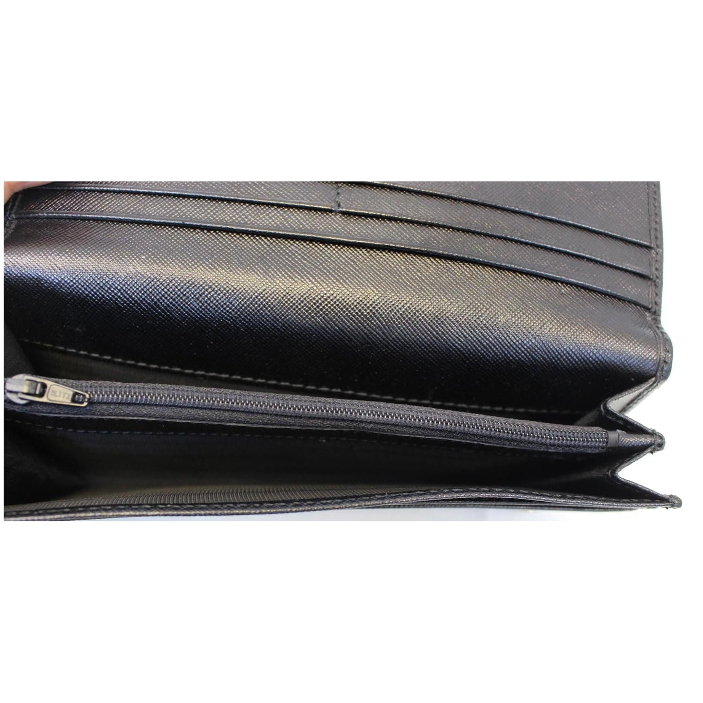 PRADA Saffiano Triangle Continental Flap Wallet