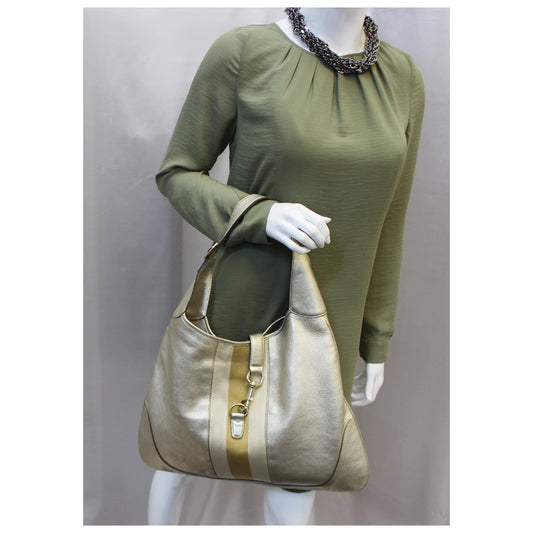 GUCCI Web Jackie O Bouvier Medium Leather Hobo Bag