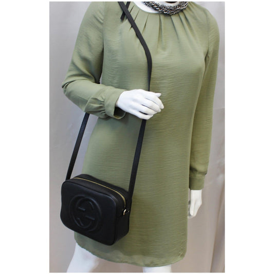 GUCCI Soho Disco Pebbled Leather Small Crossbody Bag 308364 Black