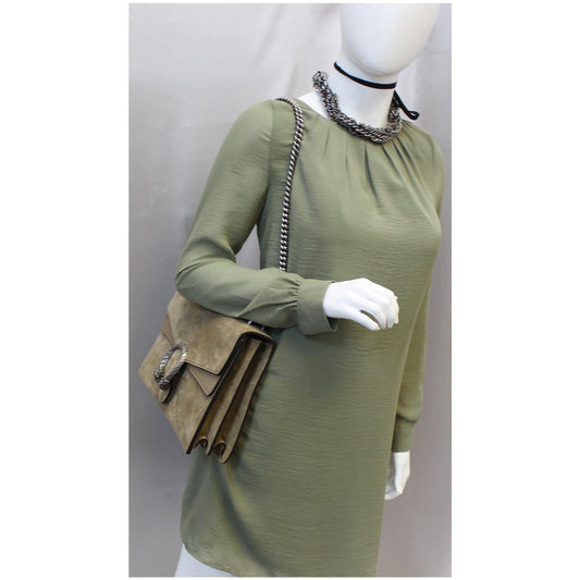 GUCCI Medium Dionysus Suede Leather Shoulder Bag Taupe 403348 - 20% OFF
