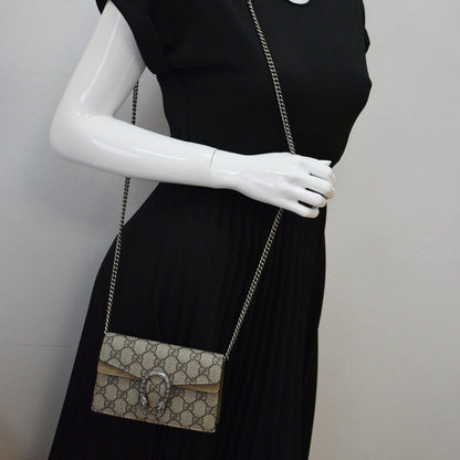 GUCCI Dionysus Super Mini GG Supreme Canvas Crossbody Bag Taupe 476432