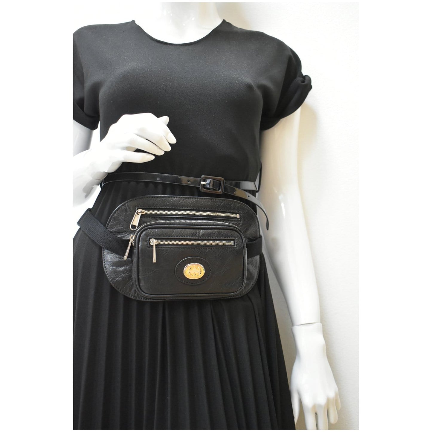 GUCCI Morpheus GG Interlocking Logo Leather Belt Bag Black 575857 - 25% OFF