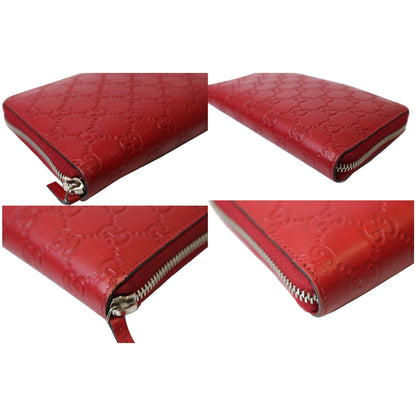 GUCCI Signature Continental Guccissima Zip Around Wallet Red 233194
