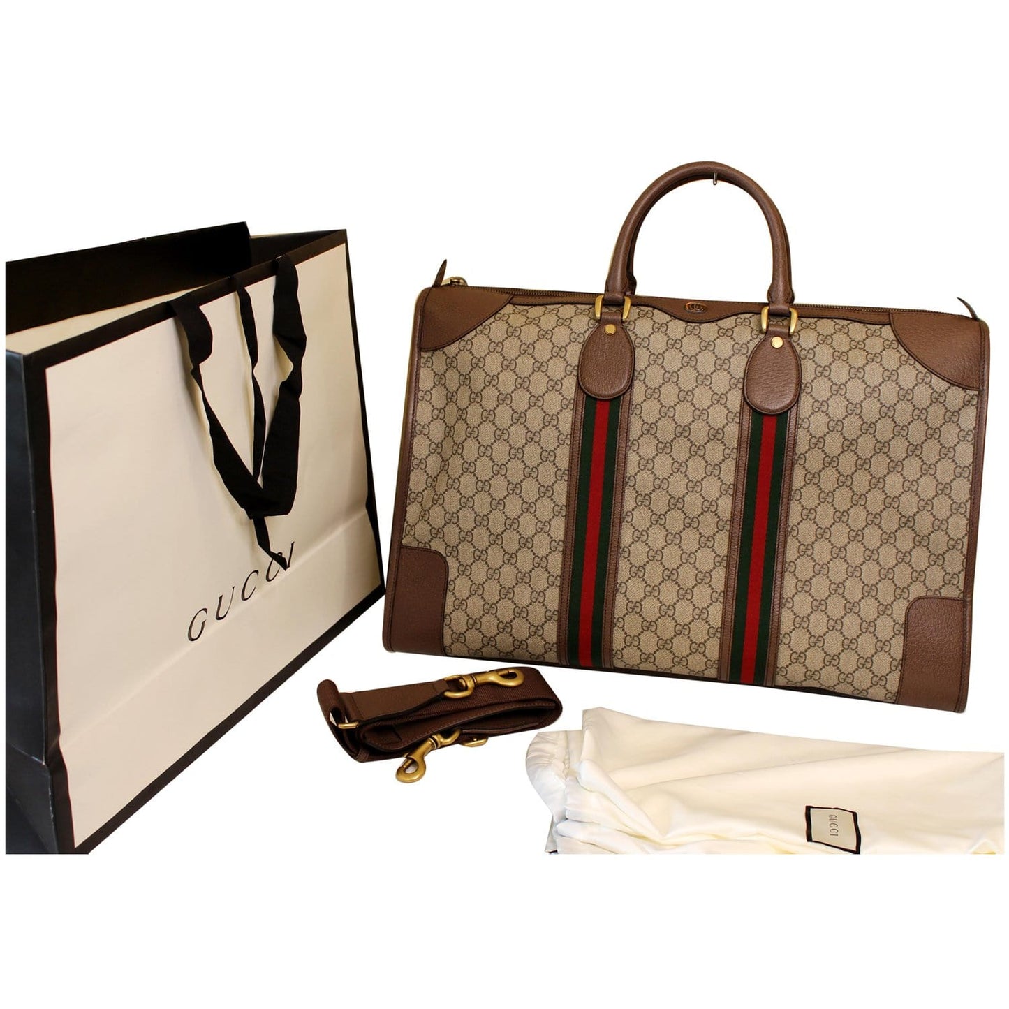 GUCCI Ophidia GG Large Carry-On Supreme Canvas Duffle Bag Beige 598152 - 20% OFF