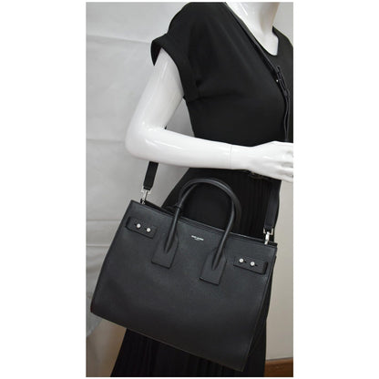 YVES SAINT LAURENT Sac de Jour Small Grained Leather Shoulder Bag Black
