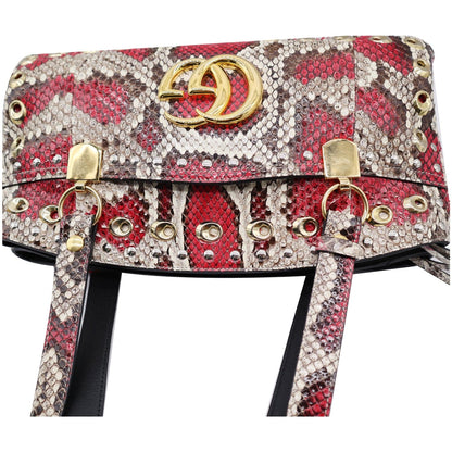 GUCCI Large Arli Snakeskin Leather Top Handle Shoulder Bag Multicolor 550130