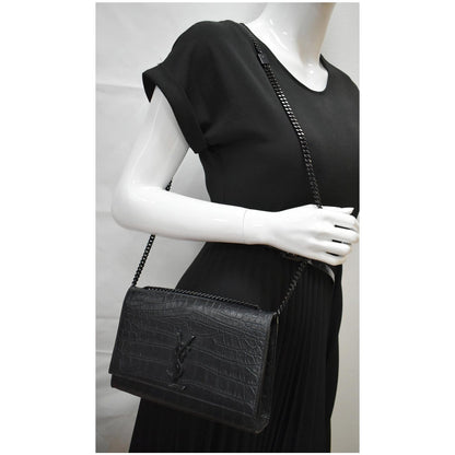 YVES SAINT LAURENT WOC Crocodile-Embossed Shoulder Bag Black  - Hot Deals
