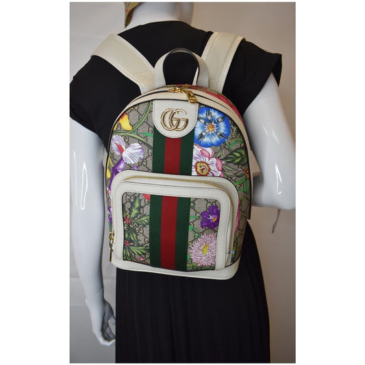 GUCCI Ophidia GG Flora Small Supreme Canvas Backpack Bag Beige 547965 - 20% OFF