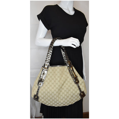 GUCCI Pelham Medium GG Canvas Hobo Bag Beige 137621