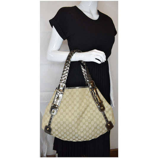 GUCCI Pelham Medium GG Canvas Hobo Bag Beige 137621