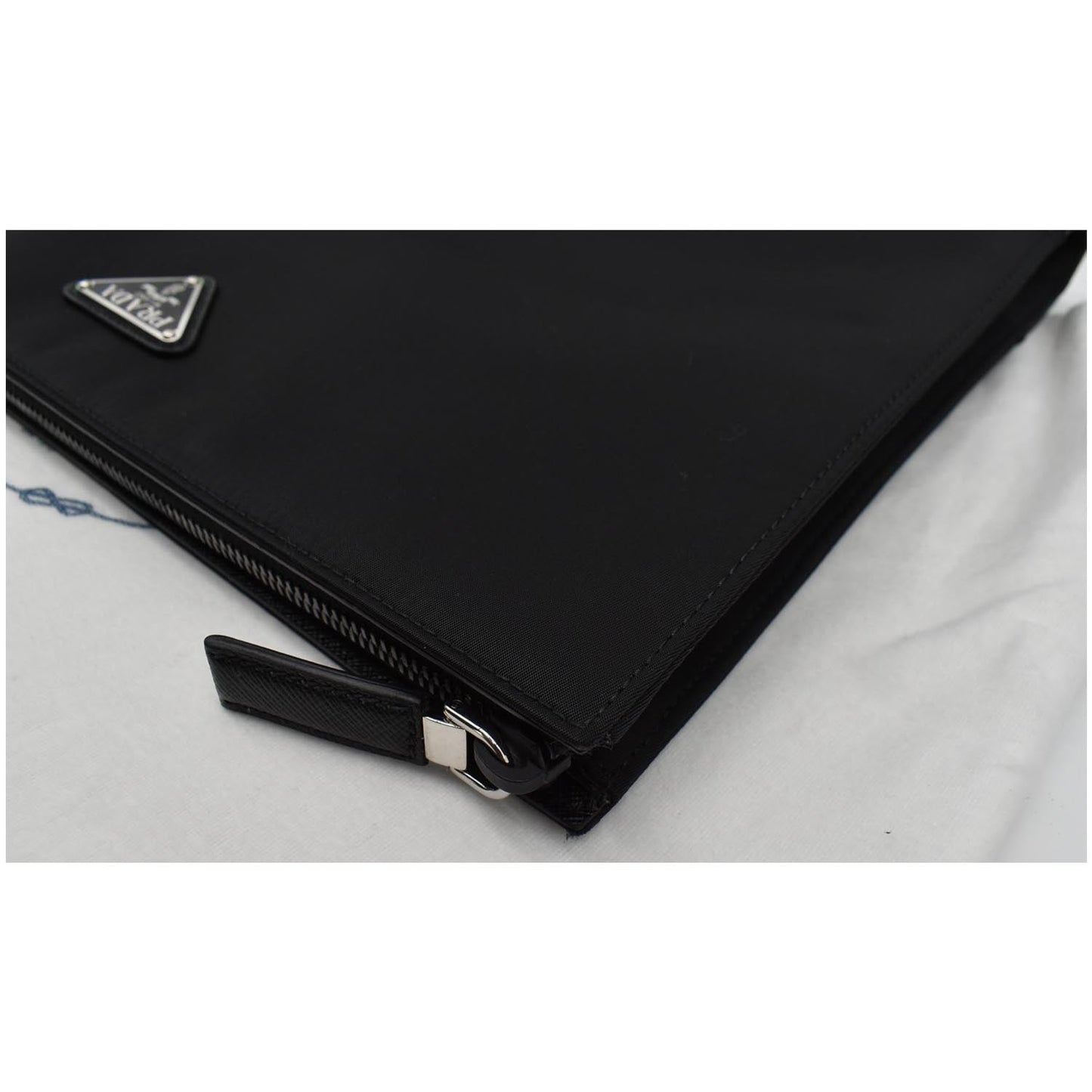 PRADA Document Nylon Leather Pouch Black