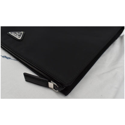 PRADA Document Nylon Leather Pouch Black
