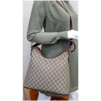 GUCCI Linea A Supreme Coated Canvas Hobo Shoulder Bag Beige 414930 - 15% OFF