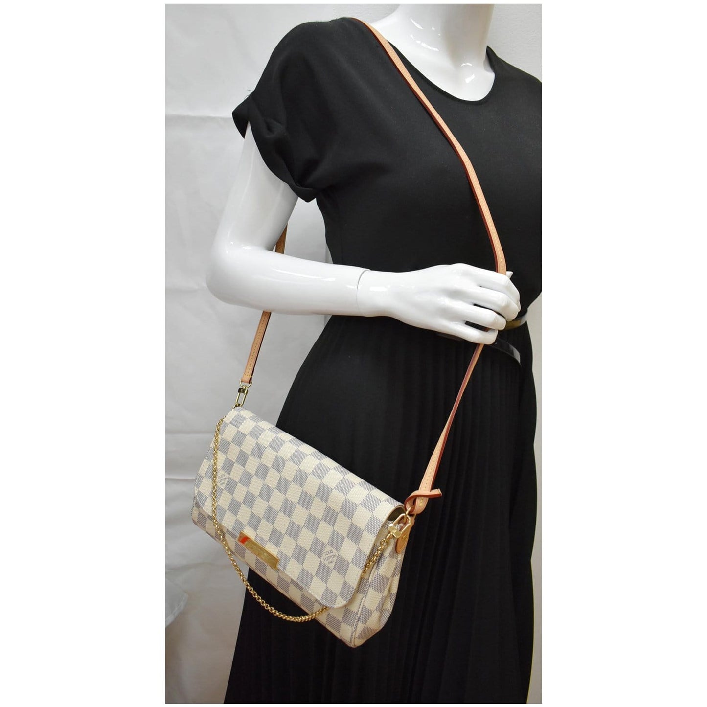 LOUIS VUITTON Favorite MM Damier Azur Crossbody Bag White