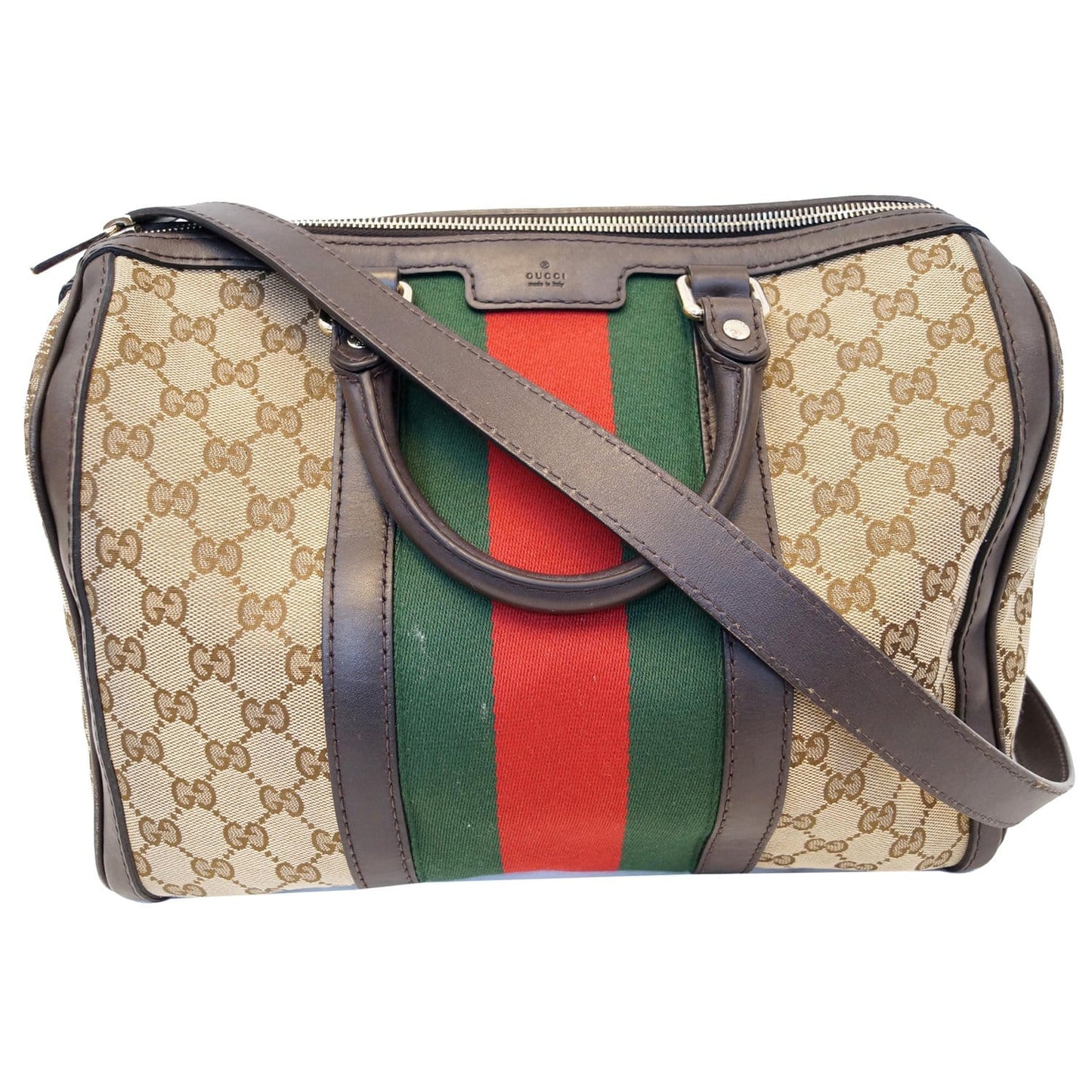 GUCCI Vintage Web Original GG Boston Bag Beige 247205