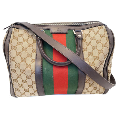GUCCI Vintage Web Original GG Boston Bag Beige 247205