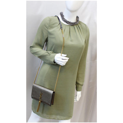 YVES SAINT LAURENT Small Kate Tassel Leather Shoulder Crossbody Bag Gold