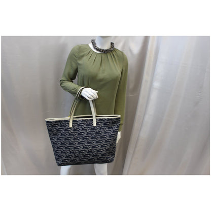 GUCCI Large Blue Canvas White Script Tote Bag 257245