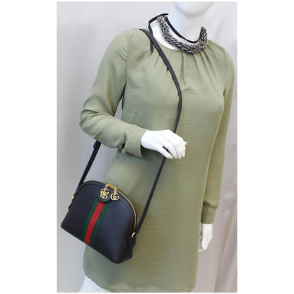 Gucci Ophidia Small Web GG Leather Shoulder Bag Black