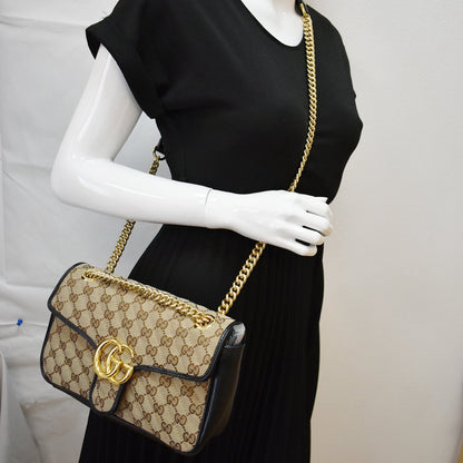GUCCI GG Marmont Small Matelasse Canvas Shoulder Bag Black 443497