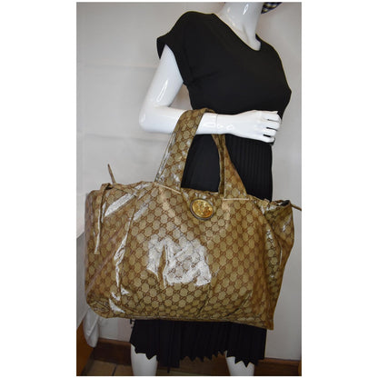 GUCCI Hysteria Large Crystal Coated Canvas Tote Bag Beige 197022