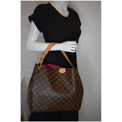 LOUIS VUITTON Graceful MM Monogram Canvas Shoulder Bag Brown