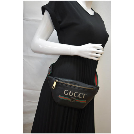 GUCCI Print Small Leather Belt Small Waist Bum Bag Black 527792 - 10% OFF