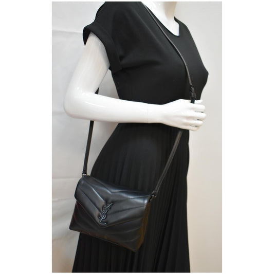YVES SAINT LAURENT Loulou Toy Matelasse Leather Crossbody Bag Black