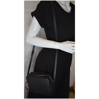 GUCCI Bree Micro GG Guccissima Leather Crossbody Bag Black 449413